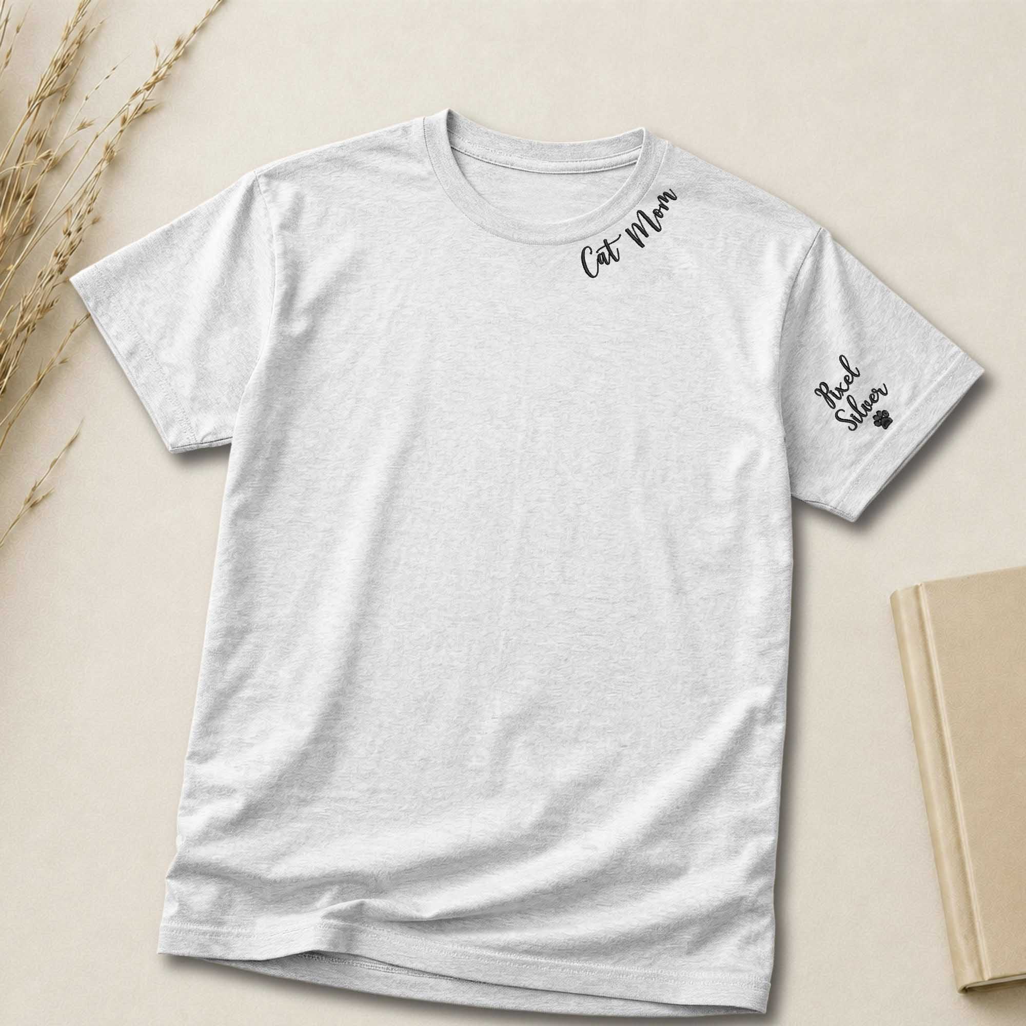 Personalized Cat Mom Embroidered Shirt