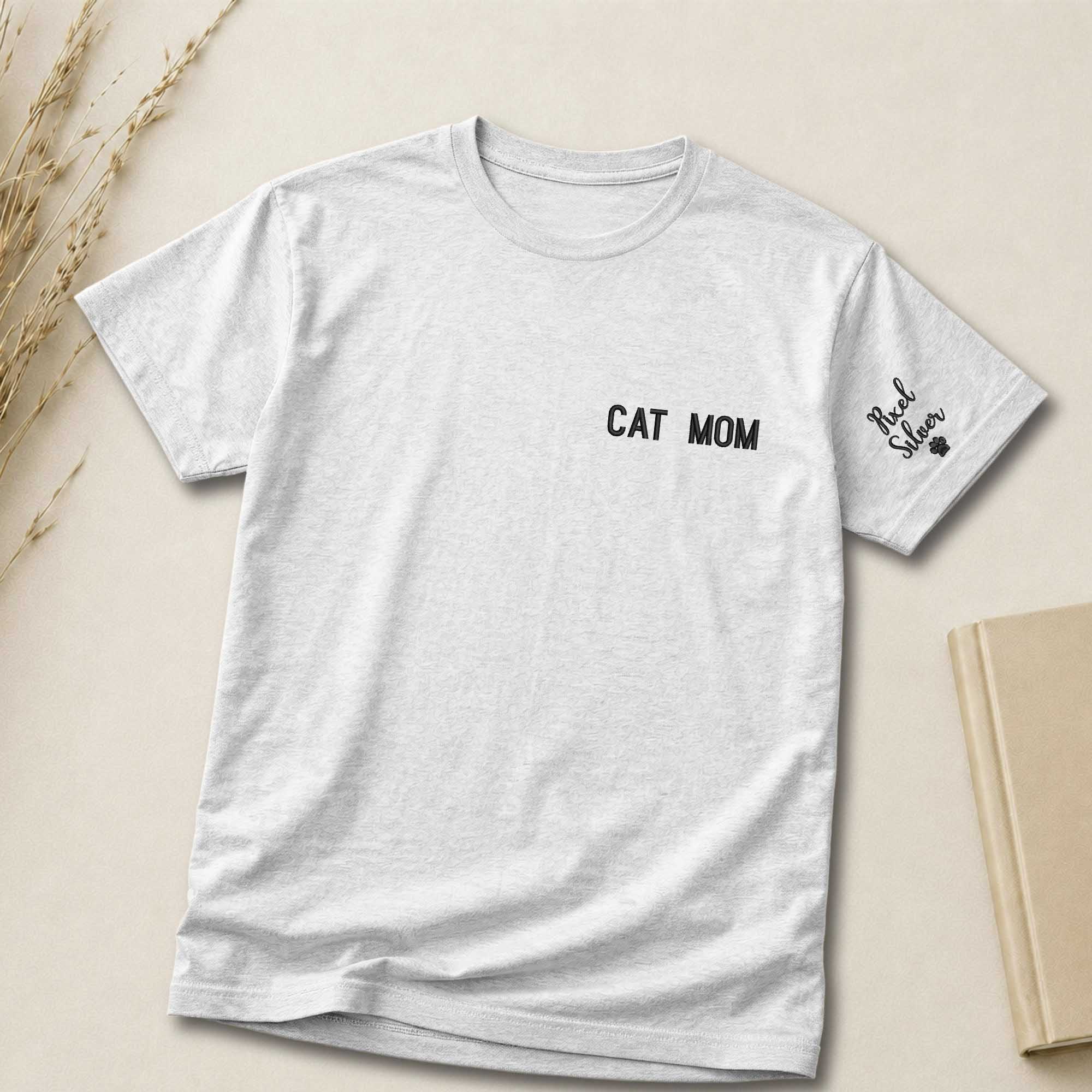 Personalized Cat Mom Embroidered Shirt