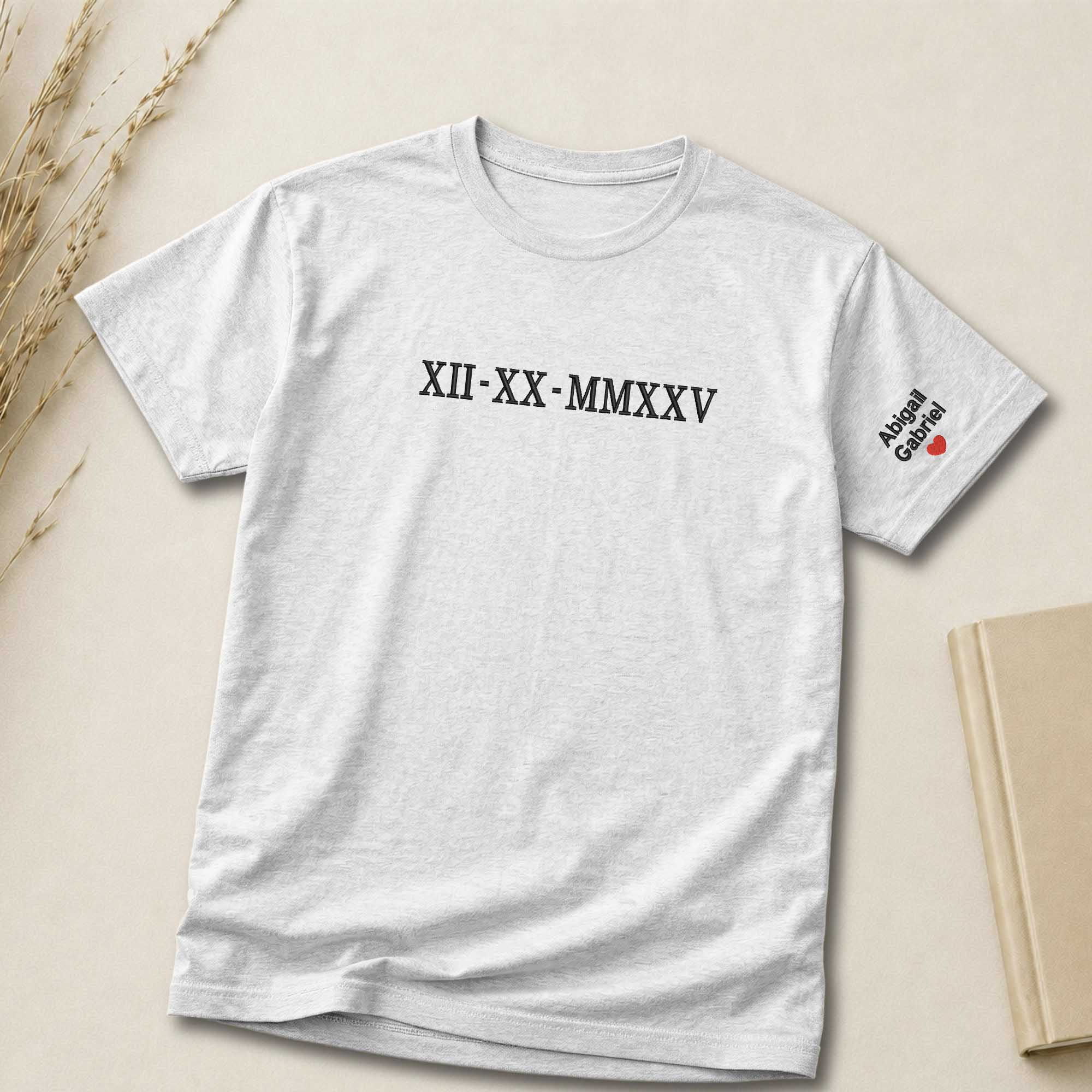 Personalized Custom Date Roman Numeral Embroidered Shirt