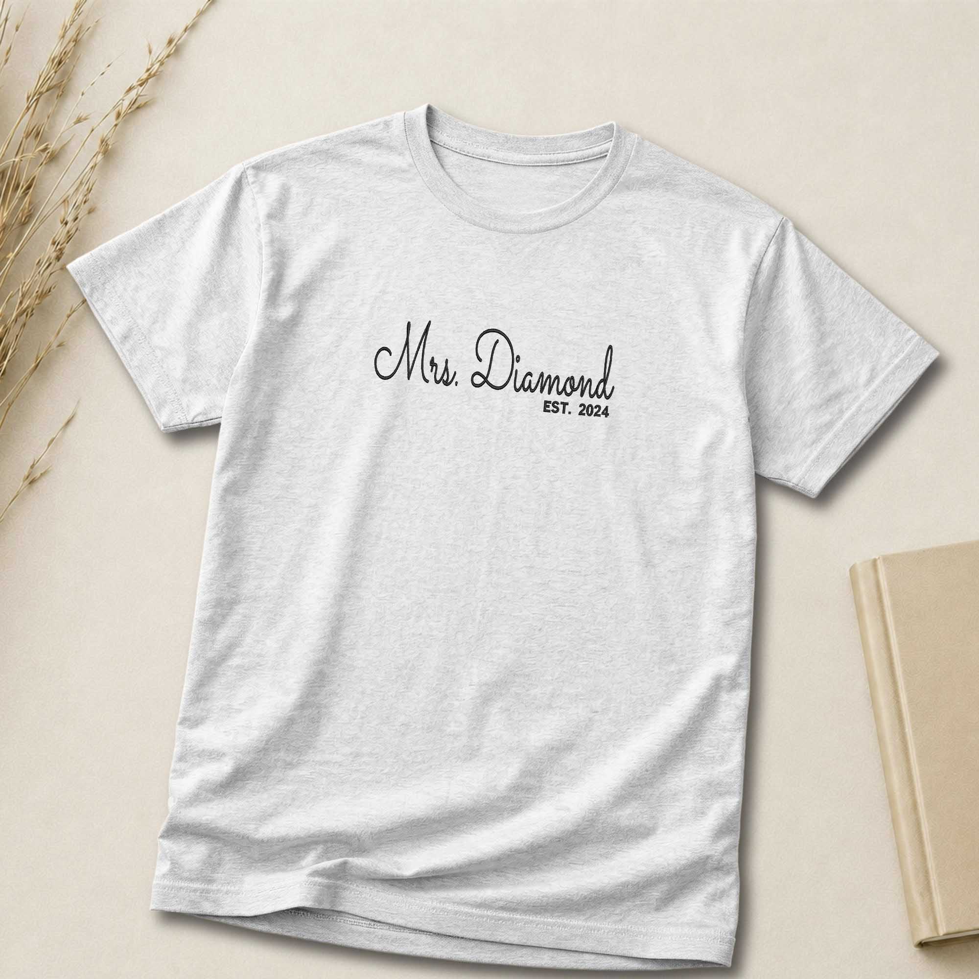 Personalized Mrs Shirt | Custom Married Name Embroidered Shirt
