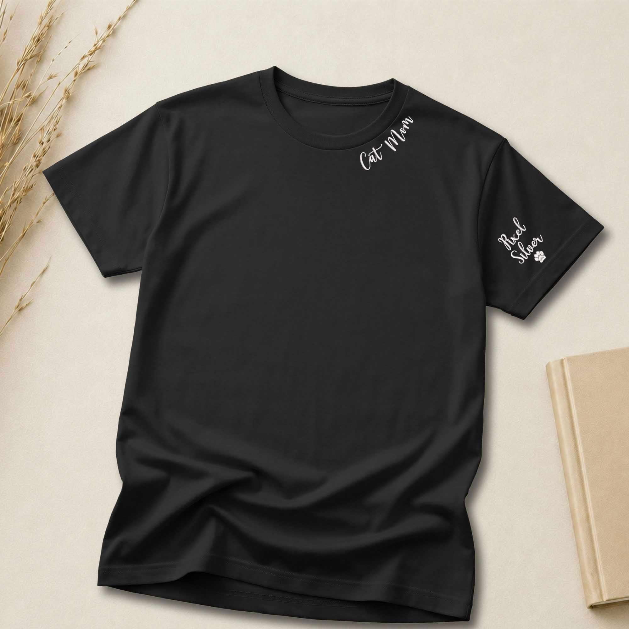 Personalized Cat Mom Embroidered Shirt