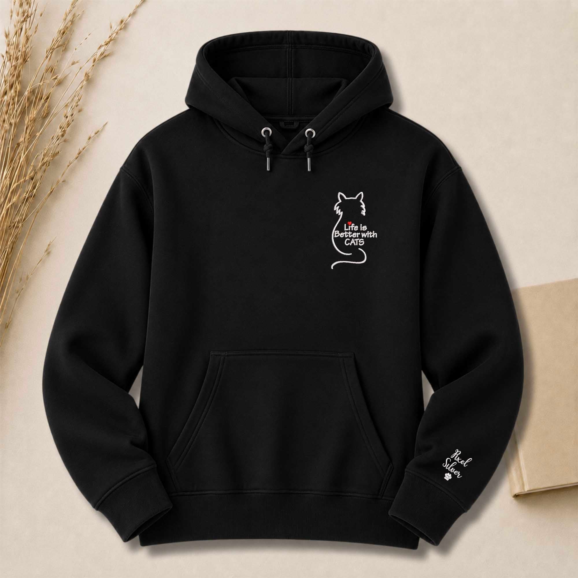 Life Is Better With Cats Embroidered Shirt | Personalized Cat Mom Shirt
