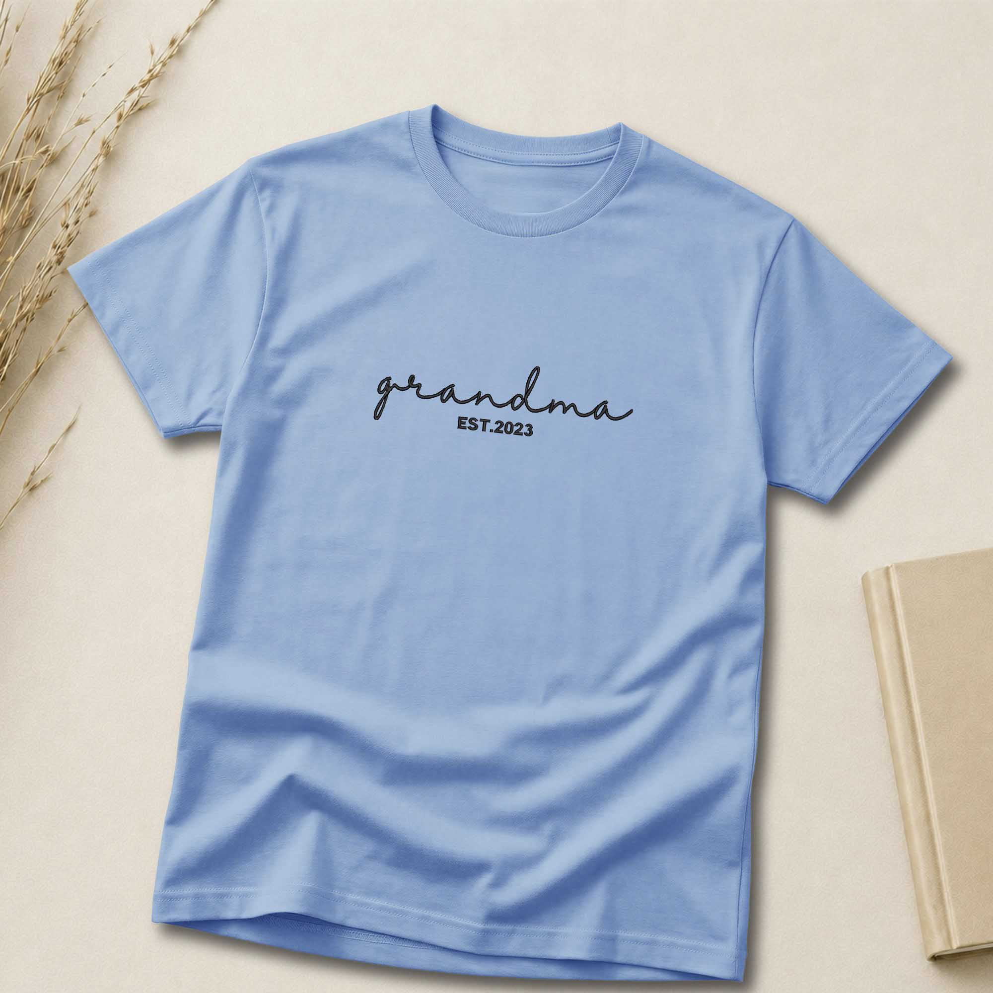 Customized Grandma Embroidered Shirt | Grandma Est. Year Shirt