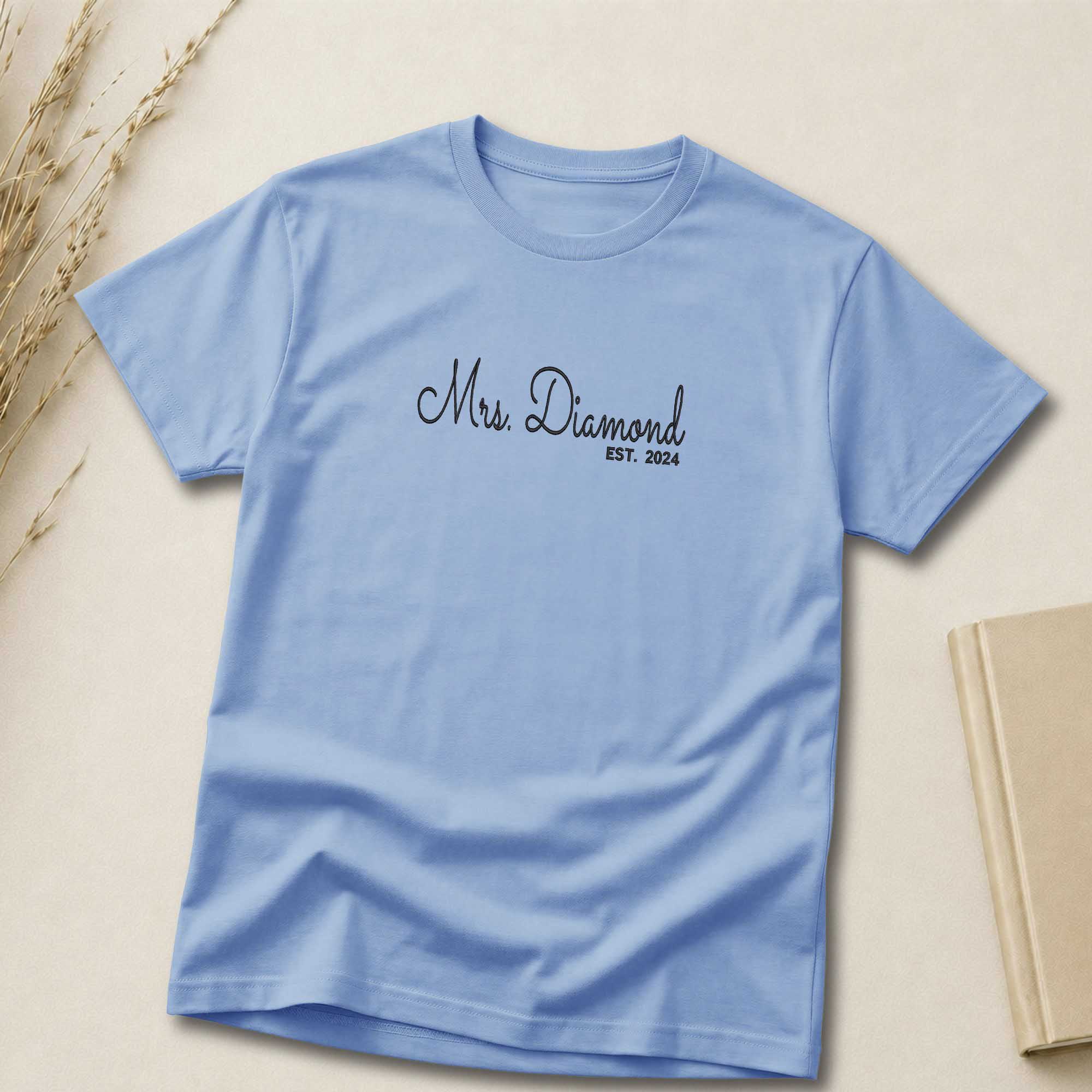 Personalized Mrs Shirt | Custom Married Name Embroidered Shirt