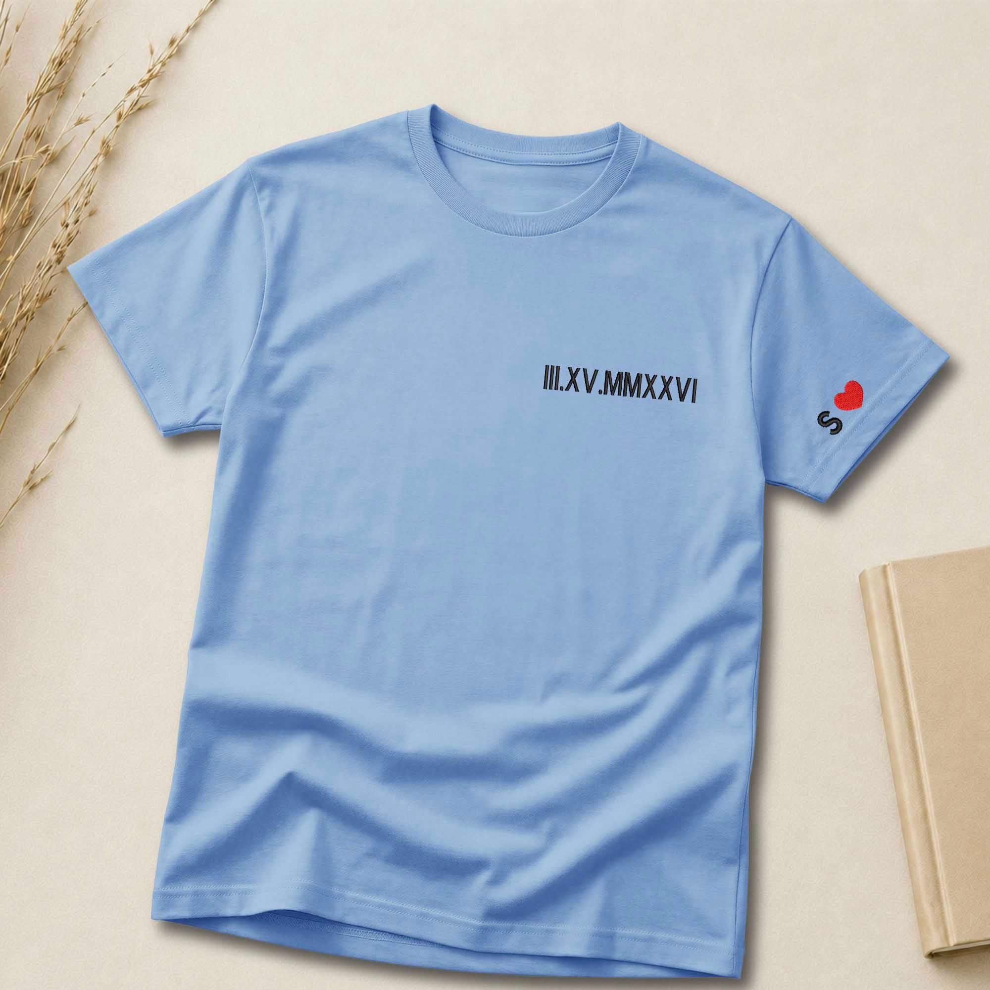 Personalized Roman Numeral Chest Embroidered Shirt