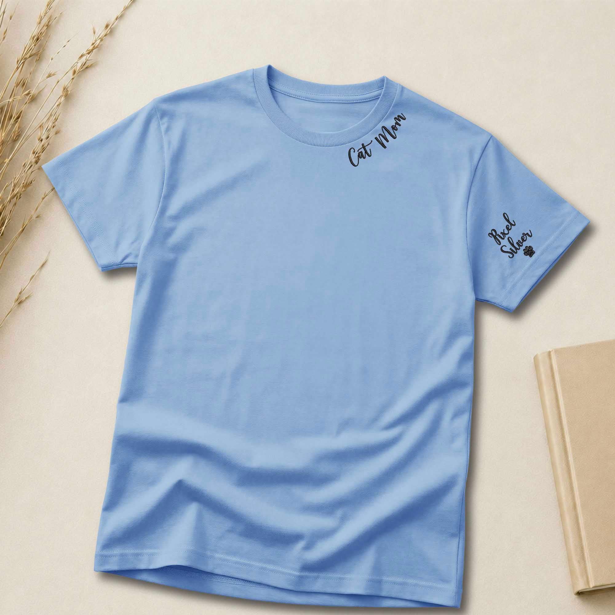 Personalized Cat Mom Embroidered Shirt