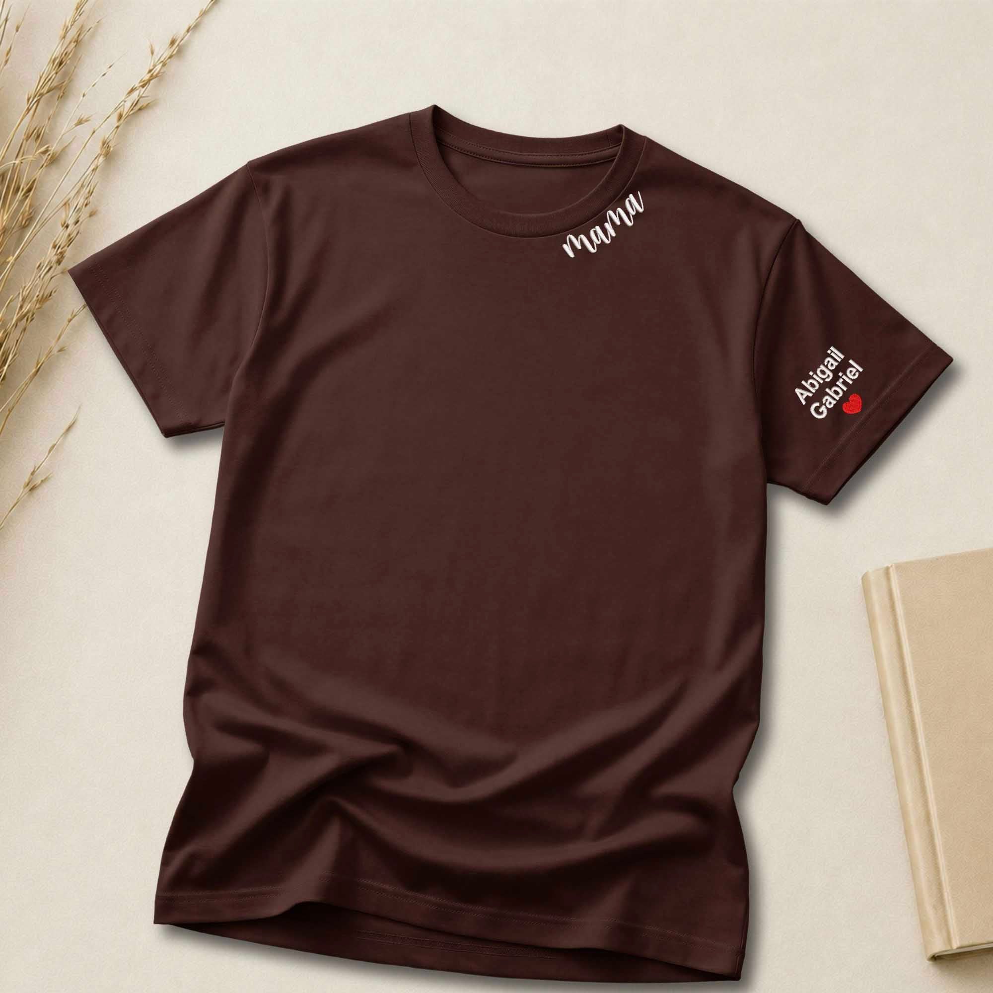 Custom Mama Shirt | Embroidered Kids Names on Sleeve