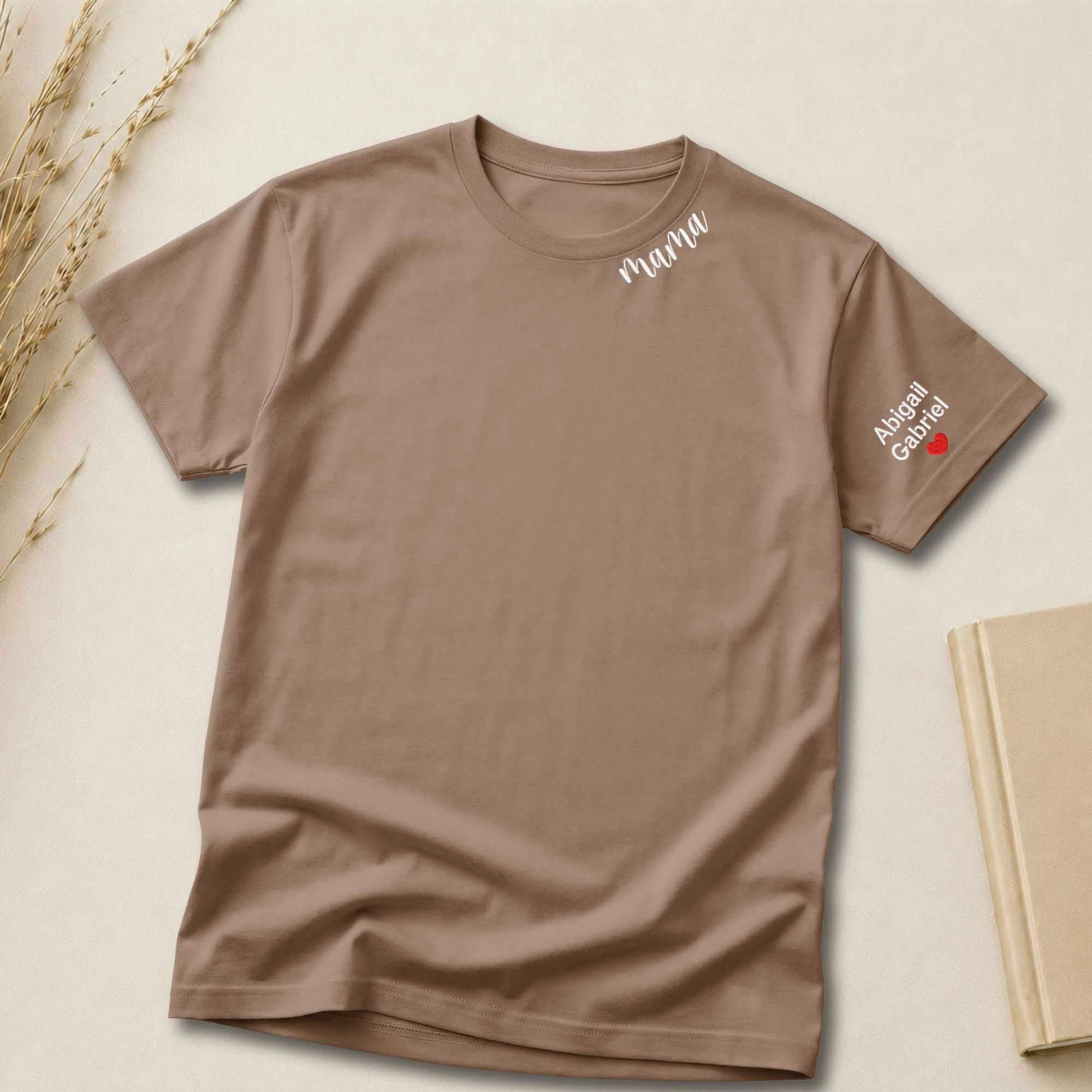 Custom Mama Shirt | Embroidered Kids Names on Sleeve
