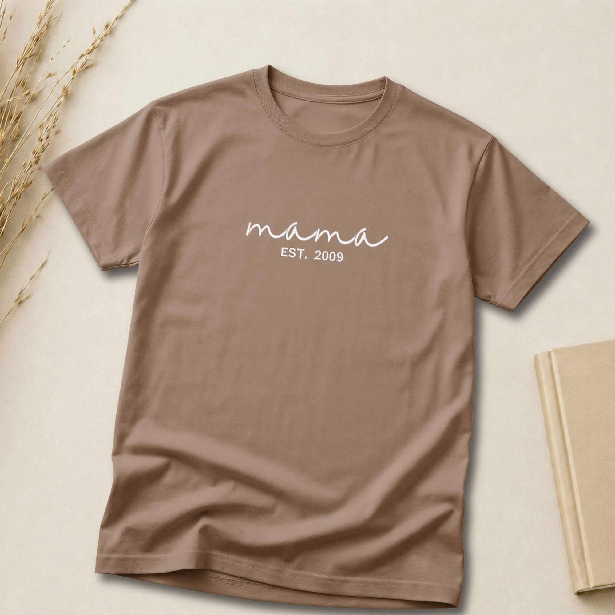 Custom Mama EST. Year Embroidered Shirt