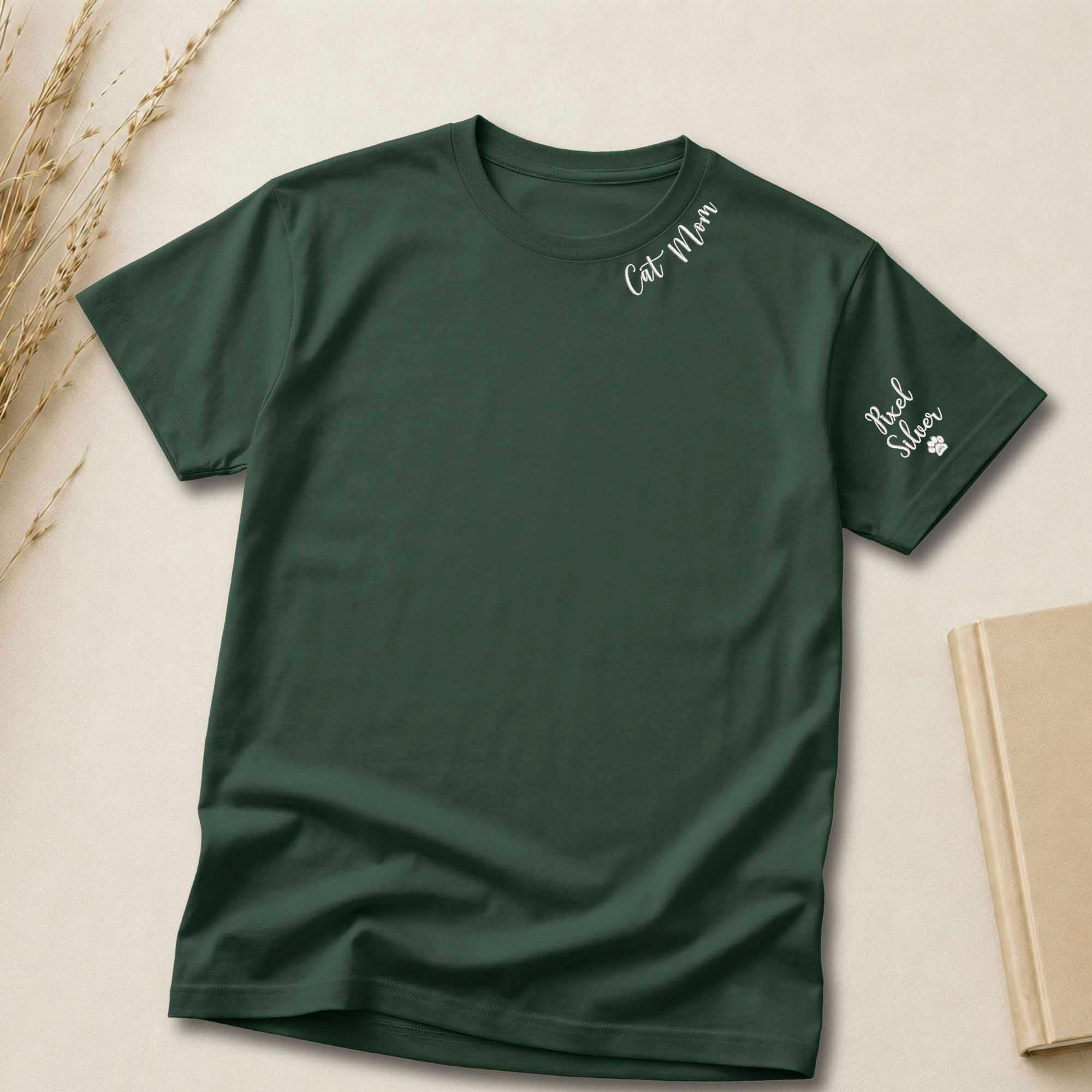 Personalized Cat Mom Embroidered Shirt