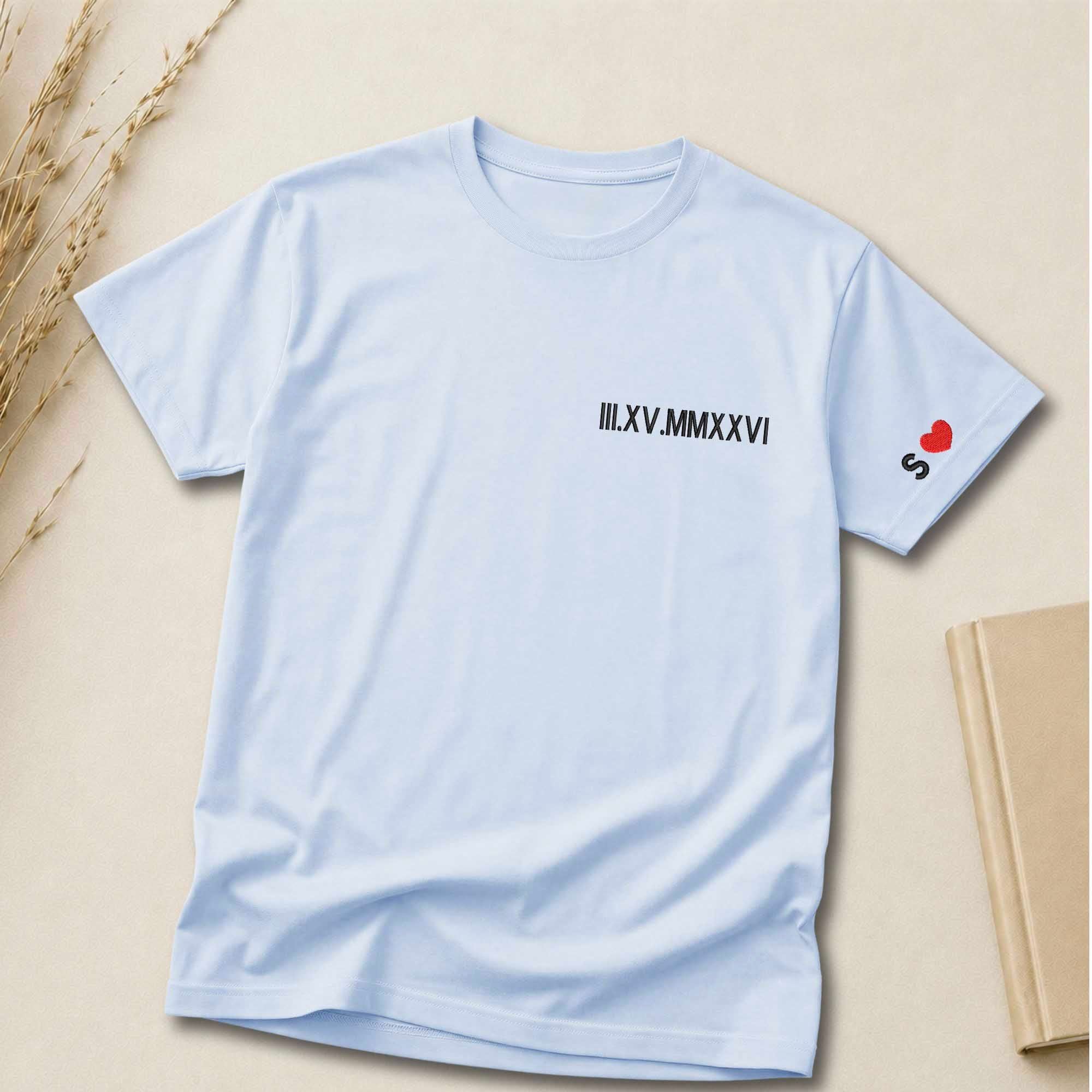 Personalized Roman Numeral Chest Embroidered Shirt