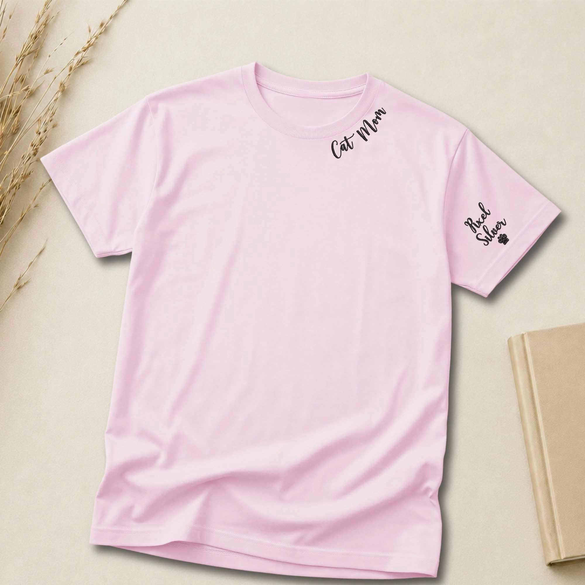 Personalized Cat Mom Embroidered Shirt