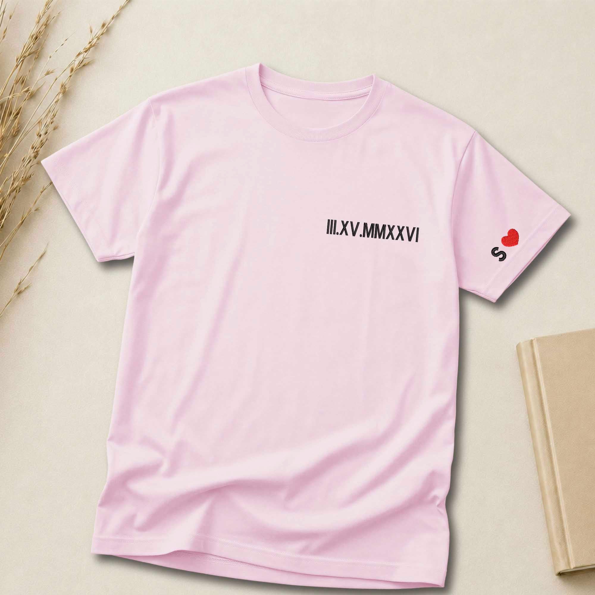 Personalized Roman Numeral Chest Embroidered Shirt