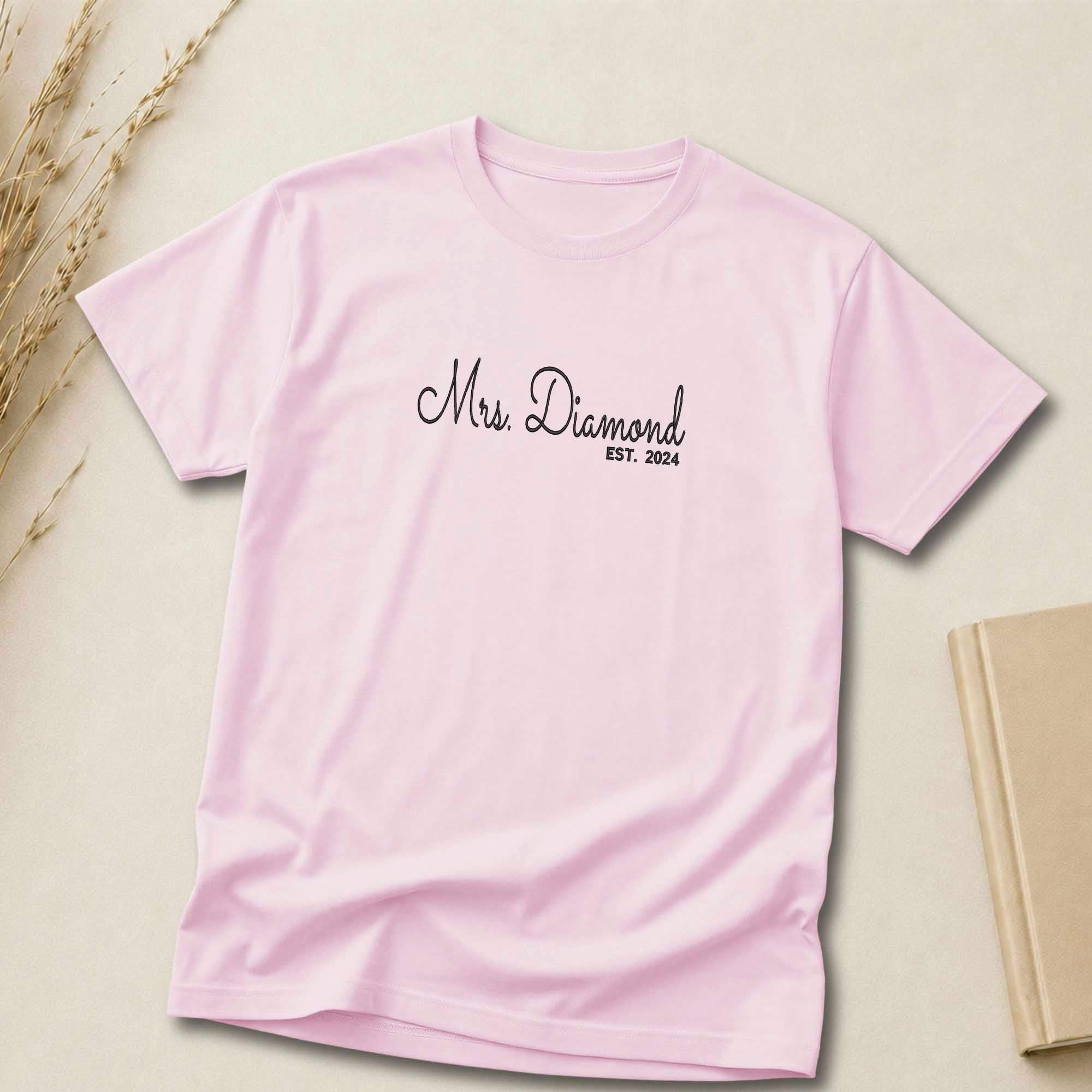 Personalized Mrs Shirt | Custom Married Name Embroidered Shirt