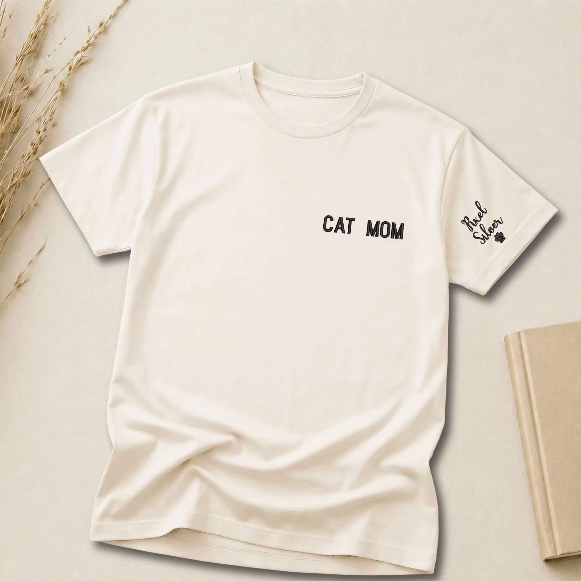 Personalized Cat Mom Embroidered Shirt