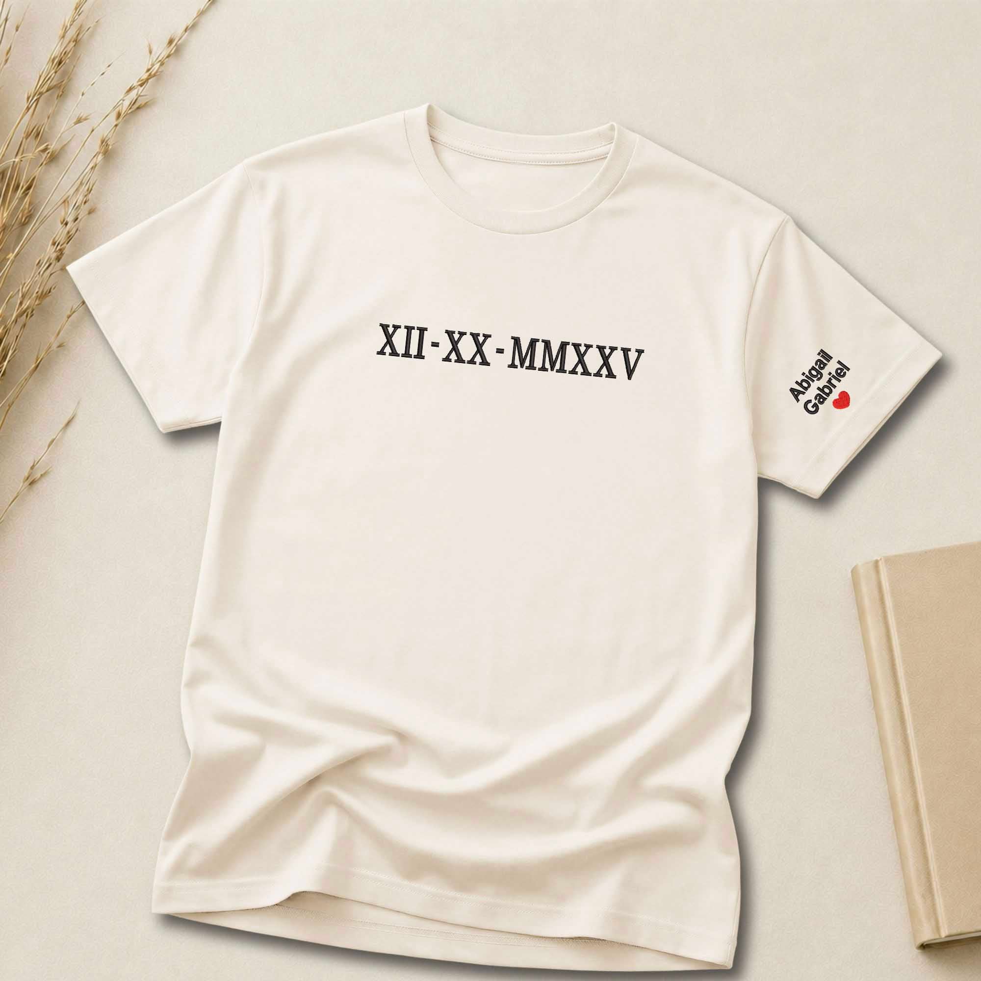 Personalized Custom Date Roman Numeral Embroidered Shirt