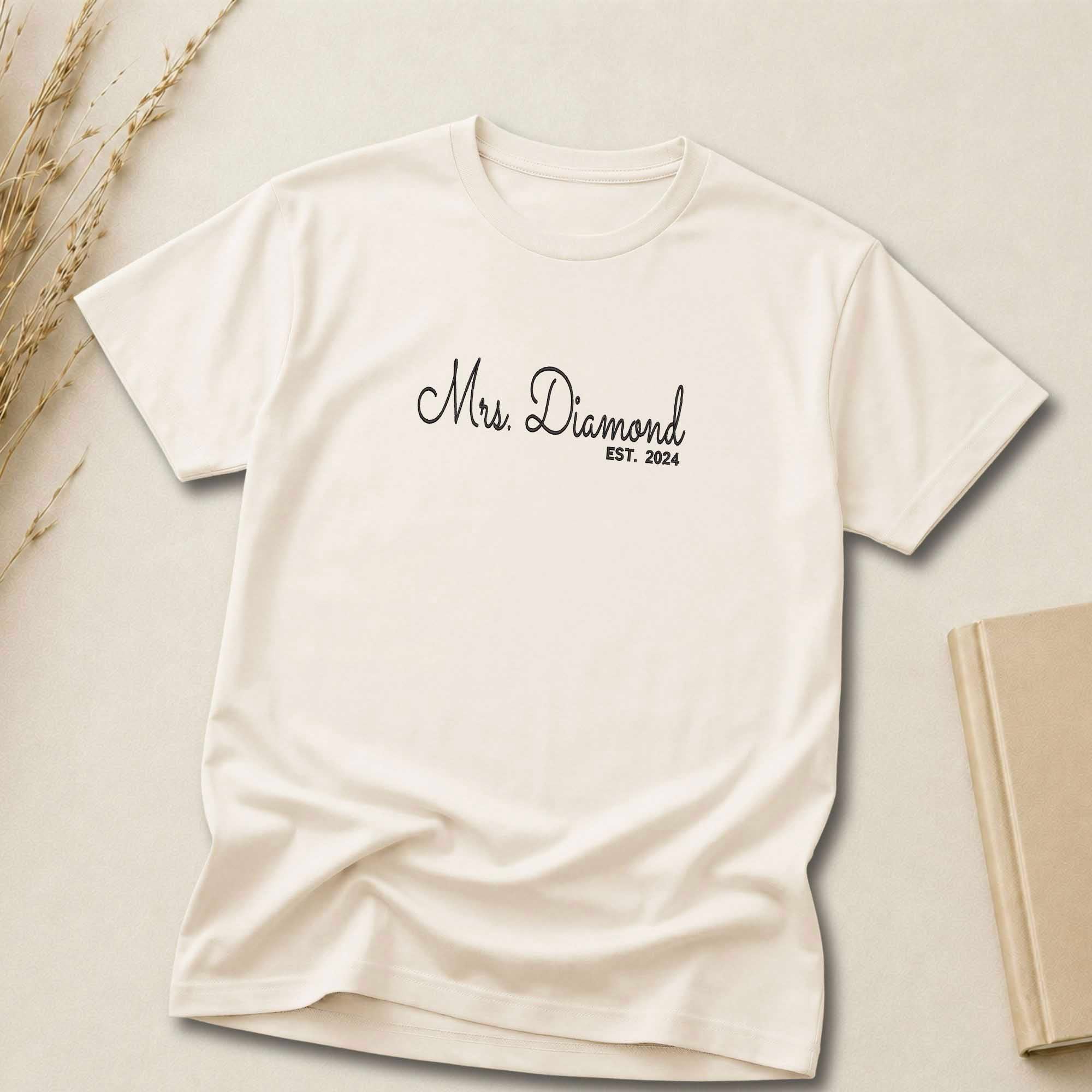 Personalized Mrs Shirt | Custom Married Name Embroidered Shirt