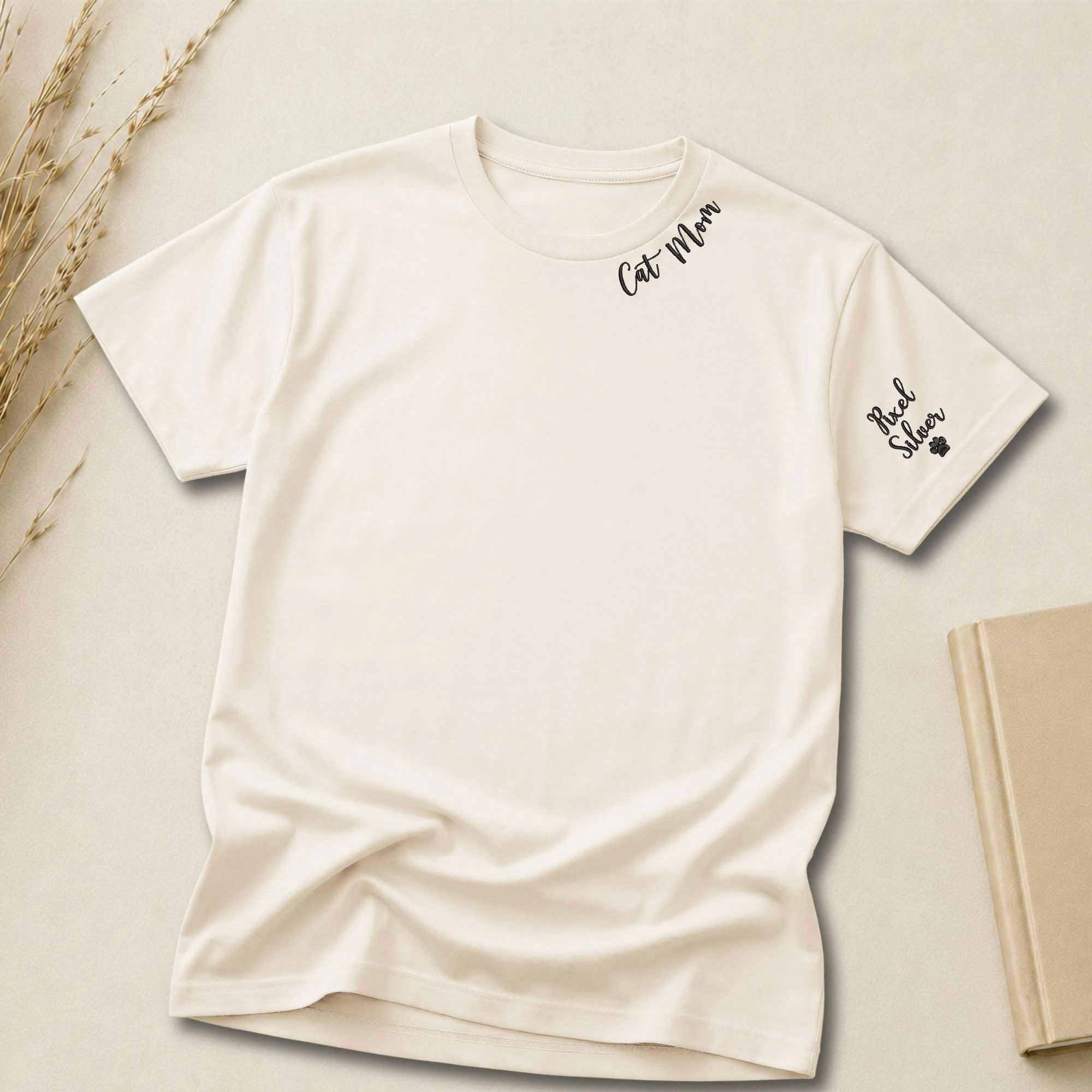 Personalized Cat Mom Embroidered Shirt