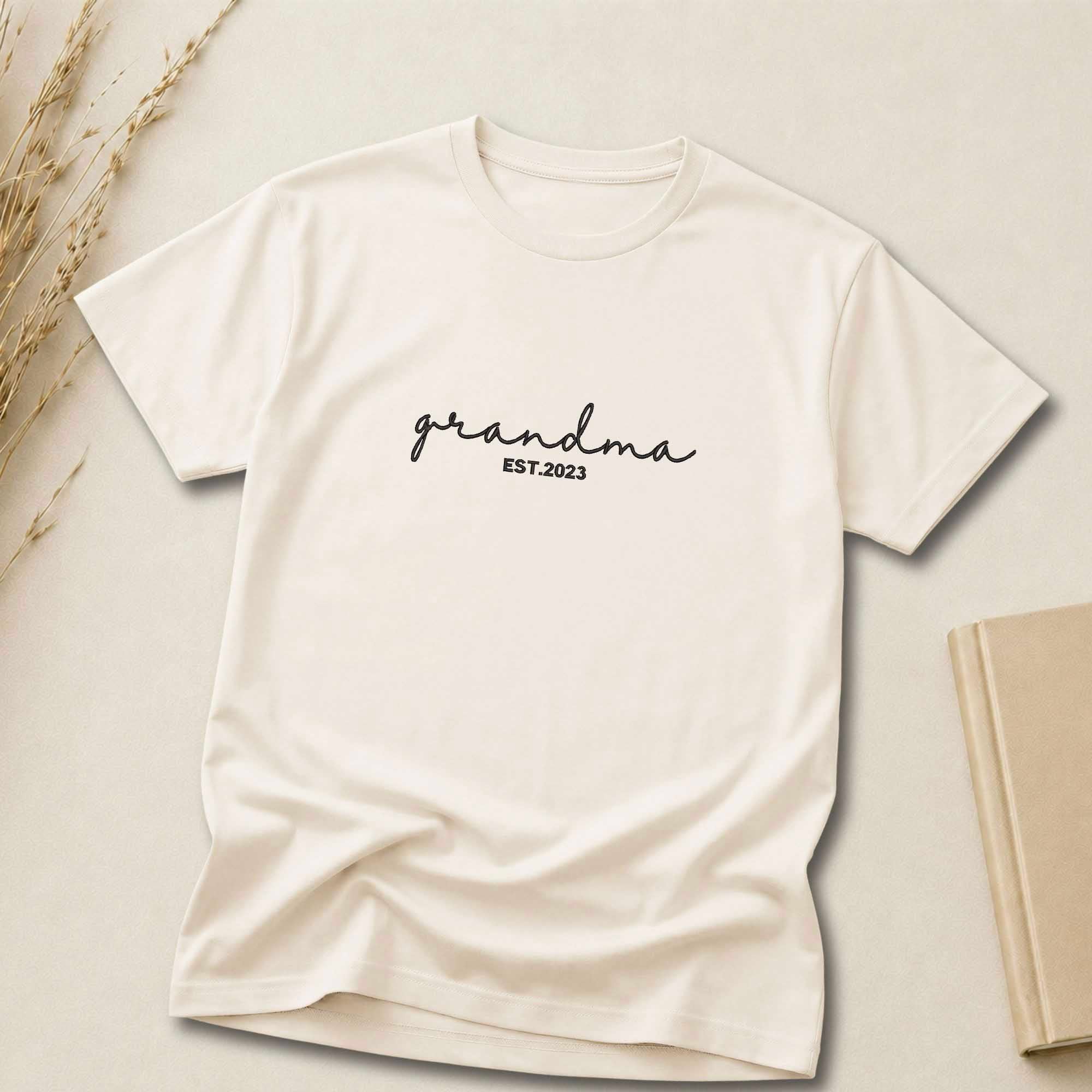 Customized Grandma Embroidered Shirt | Grandma Est. Year Shirt