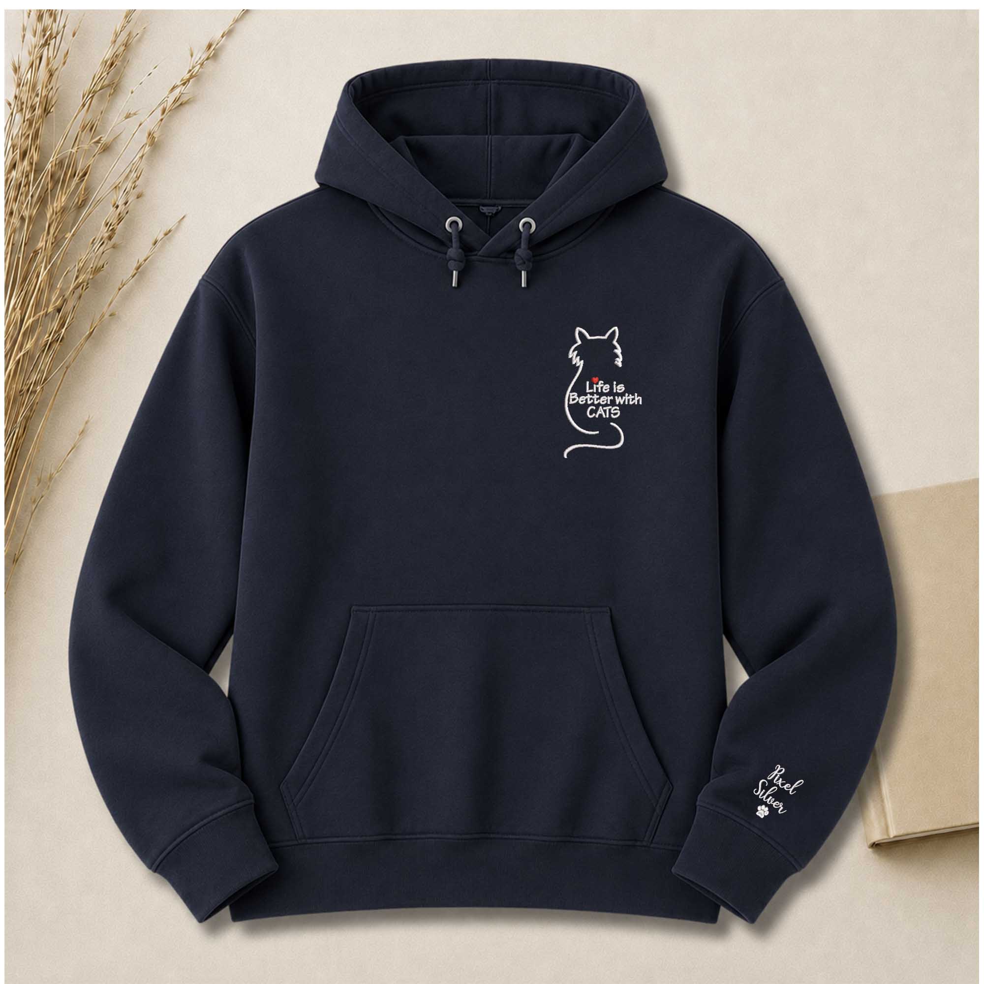 Life Is Better With Cats Embroidered Shirt | Personalized Cat Mom Shirt