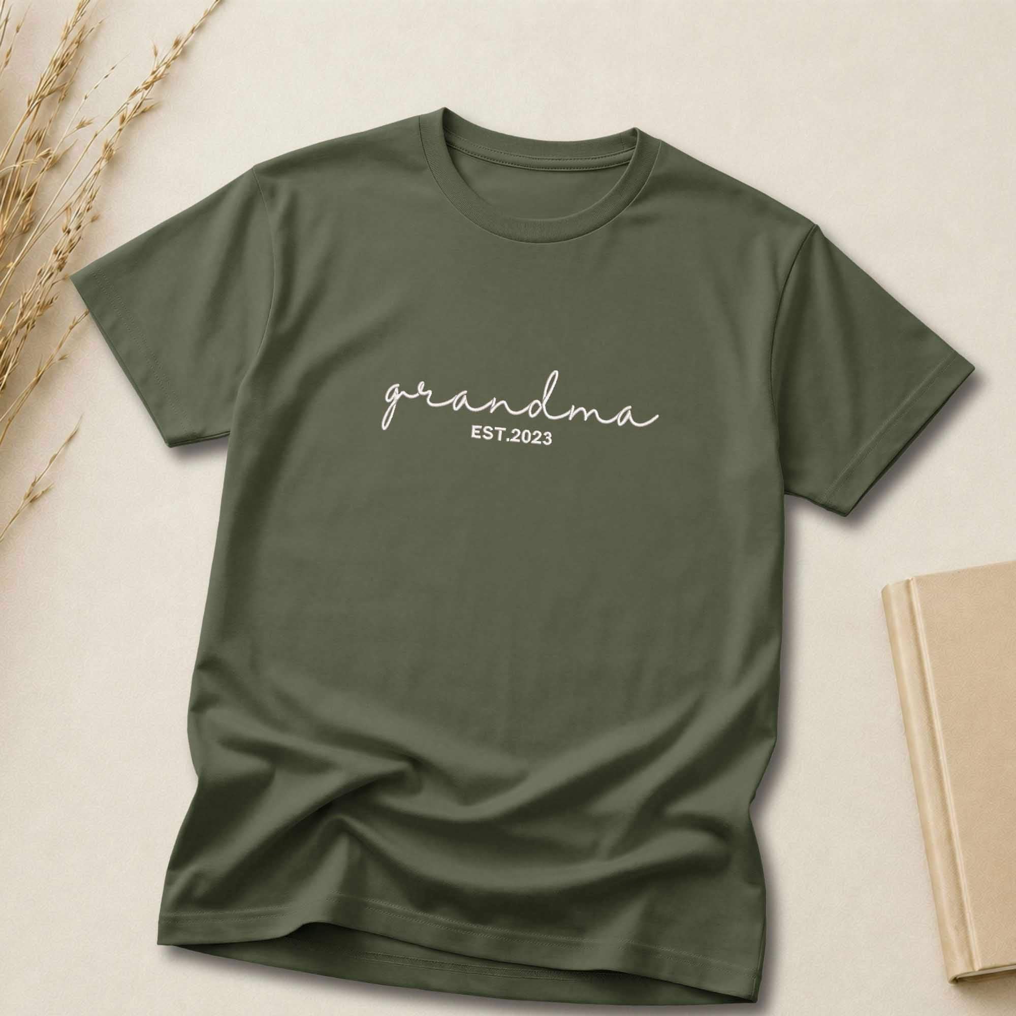 Customized Grandma Embroidered Shirt | Grandma Est. Year Shirt