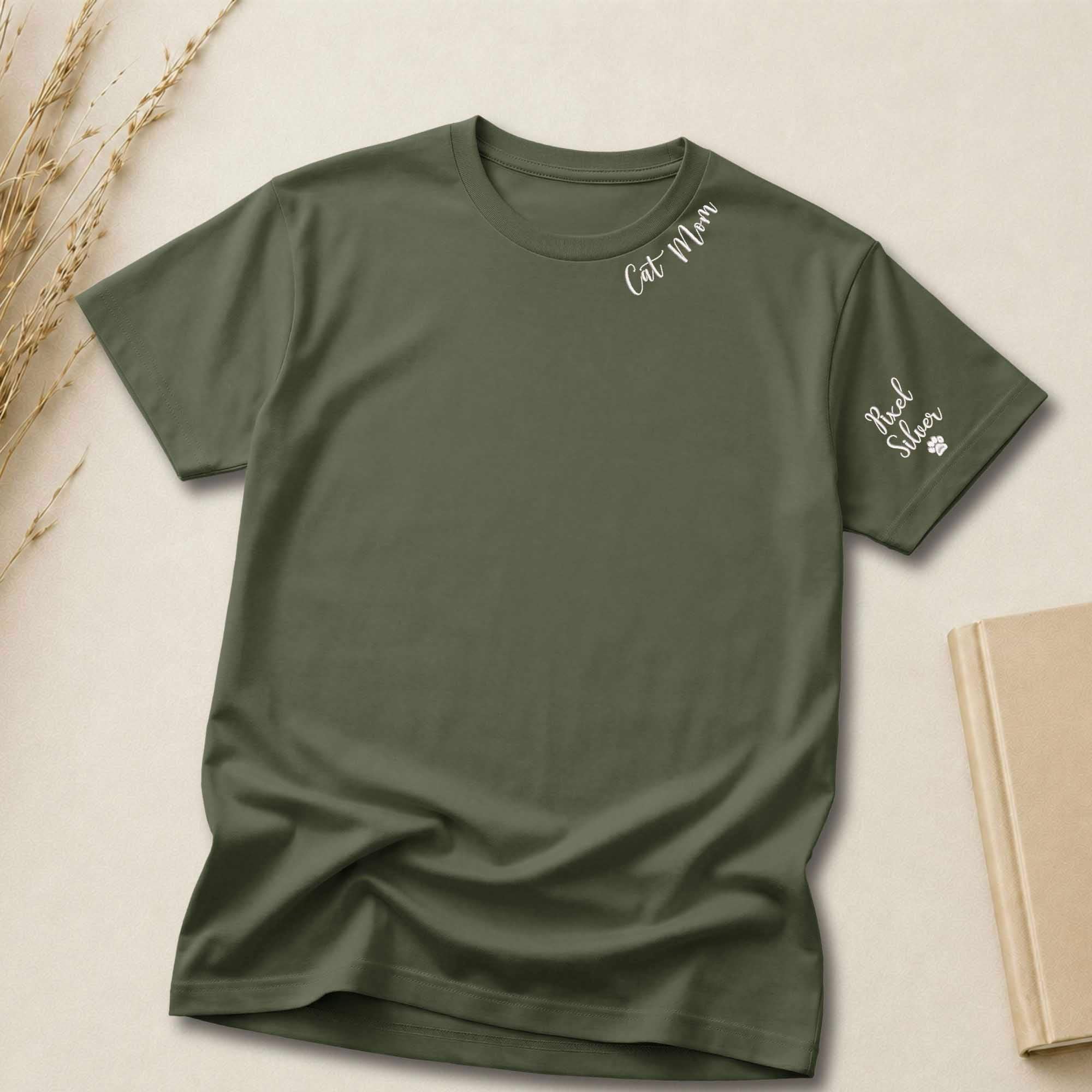 Personalized Cat Mom Embroidered Shirt