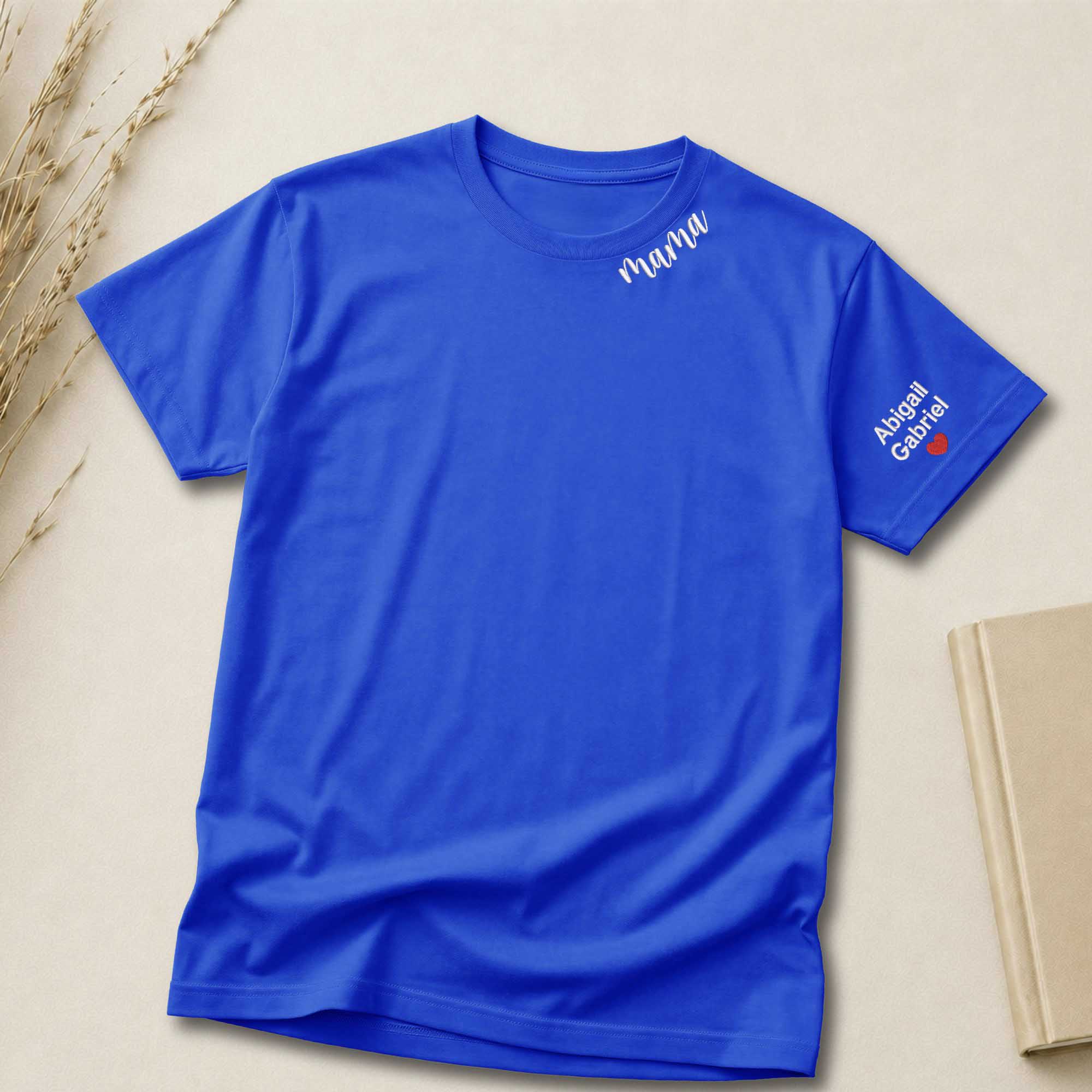 Custom Mama Shirt | Embroidered Kids Names on Sleeve