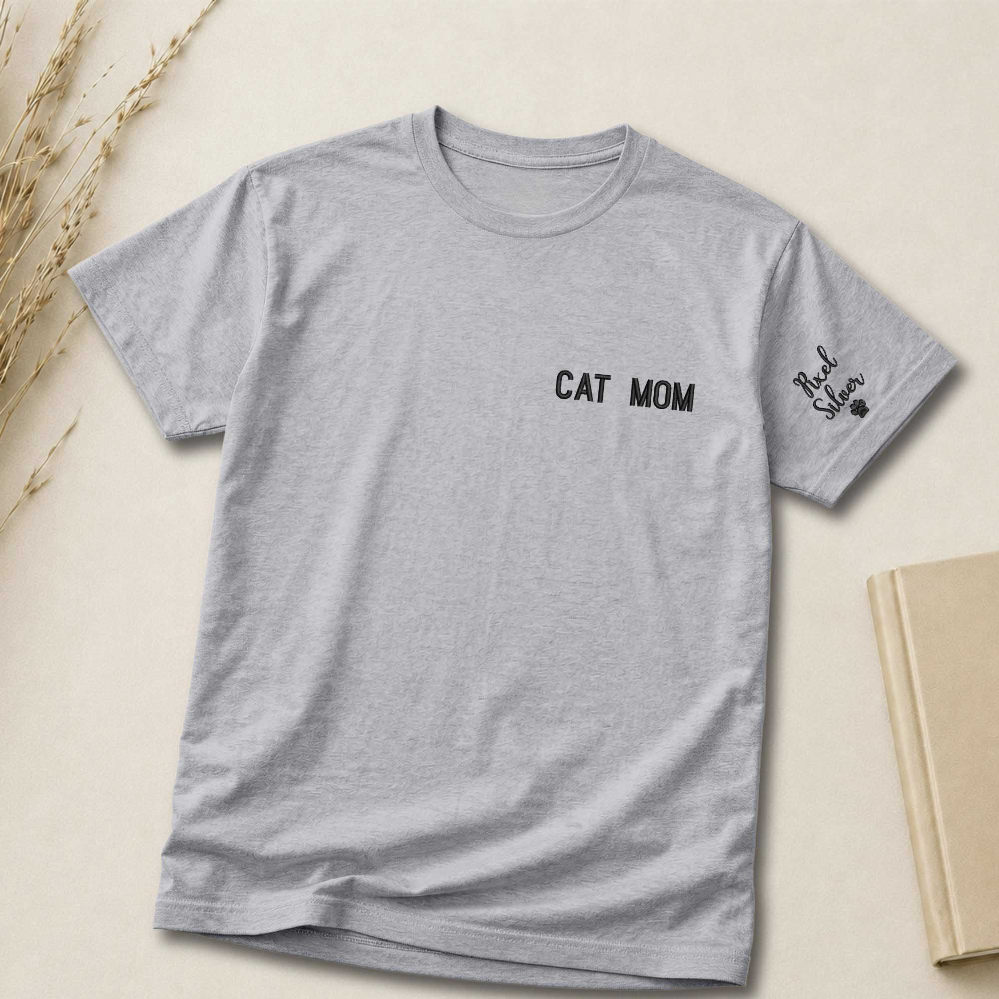 Personalized Cat Mom Embroidered Shirt
