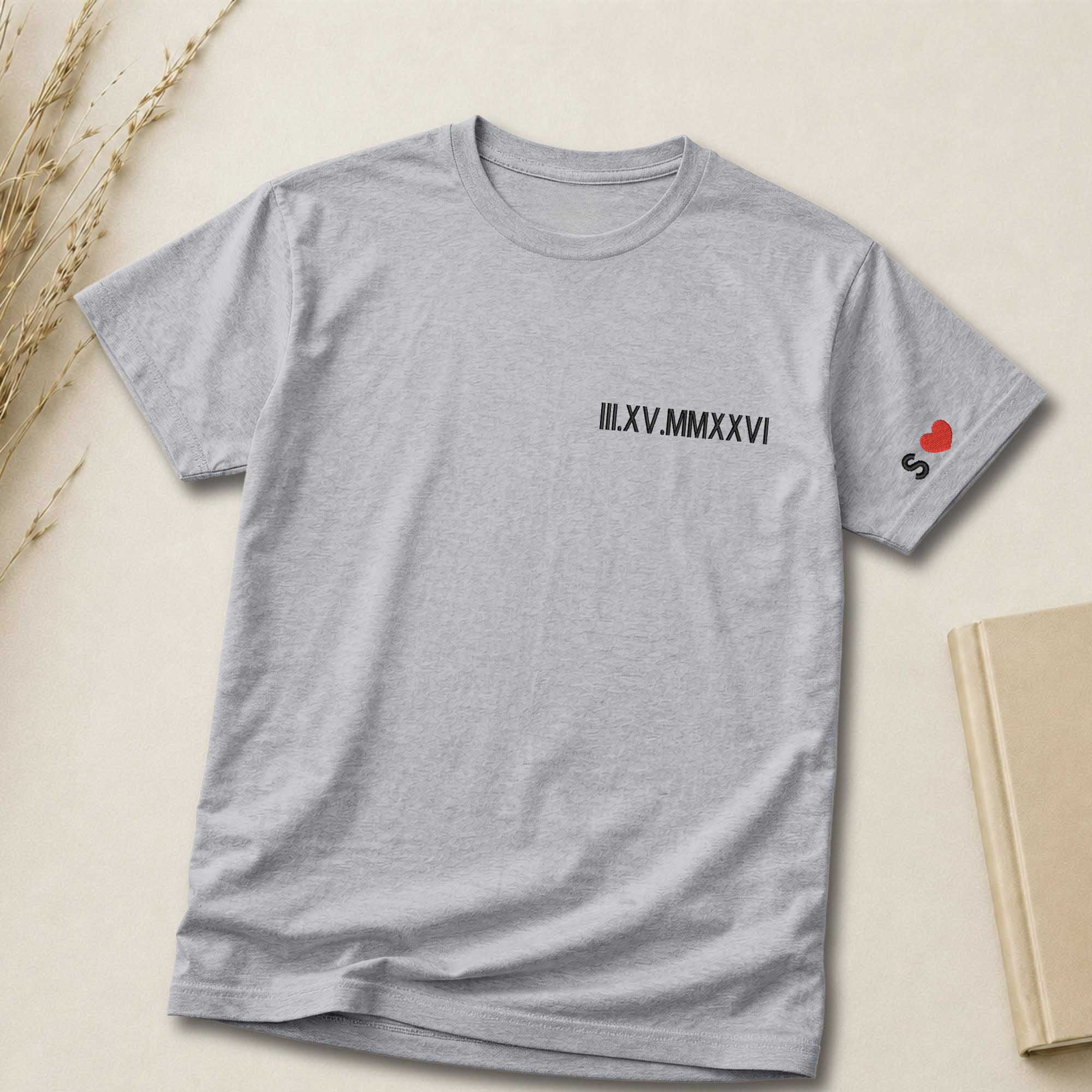 Personalized Roman Numeral Chest Embroidered Shirt