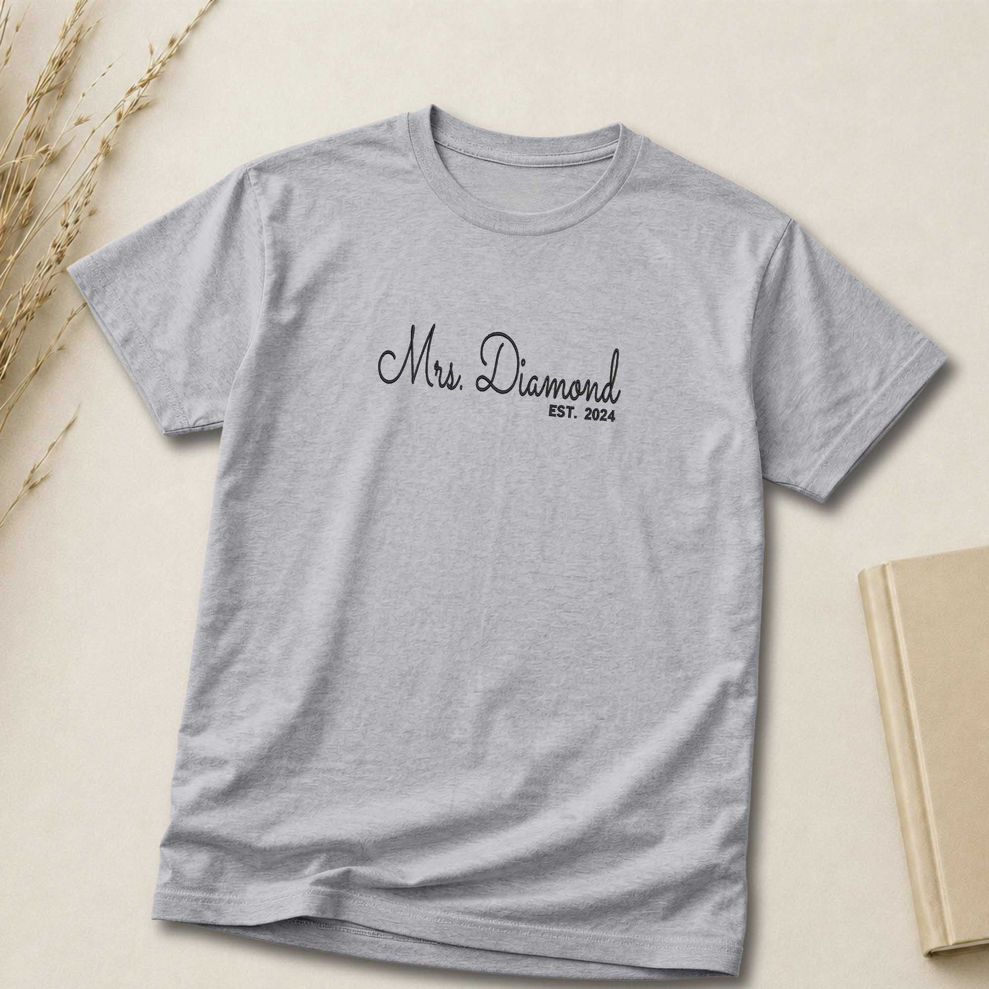 Personalized Mrs Shirt | Custom Married Name Embroidered Shirt