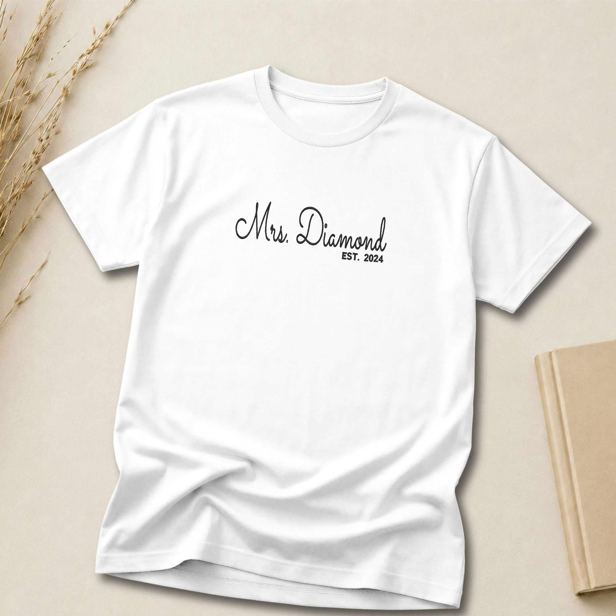 Personalized Mrs Shirt | Custom Married Name Embroidered Shirt