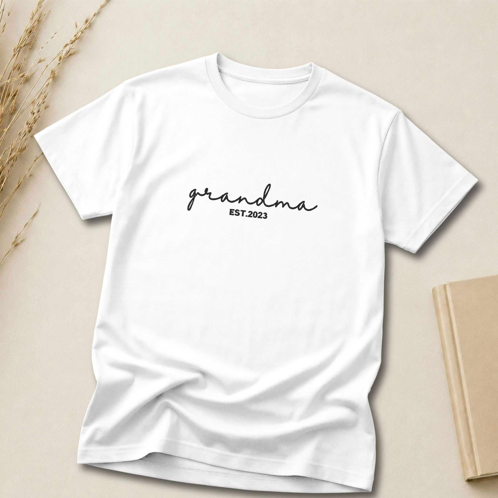Customized Grandma Embroidered Shirt | Grandma Est. Year Shirt