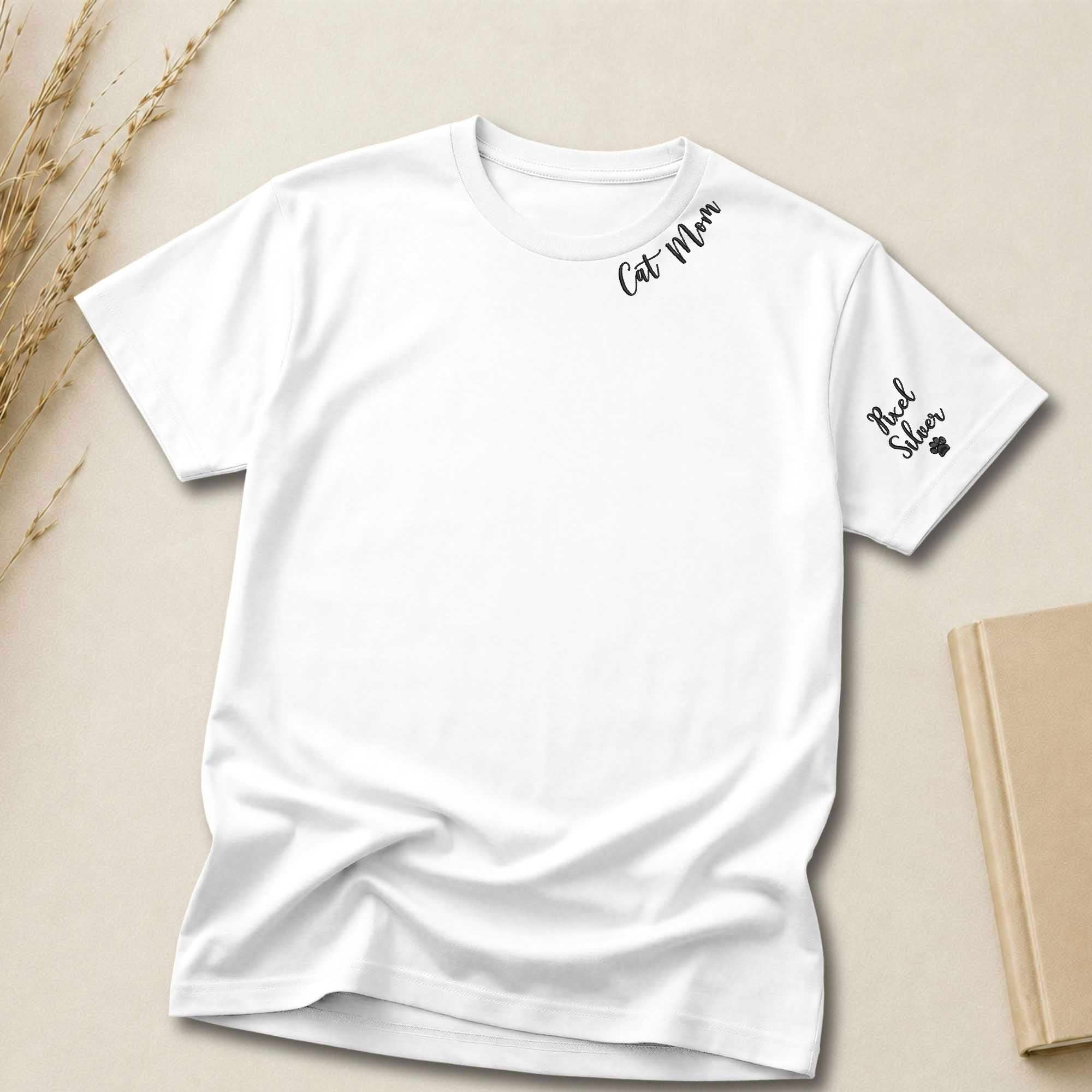 Personalized Cat Mom Embroidered Shirt